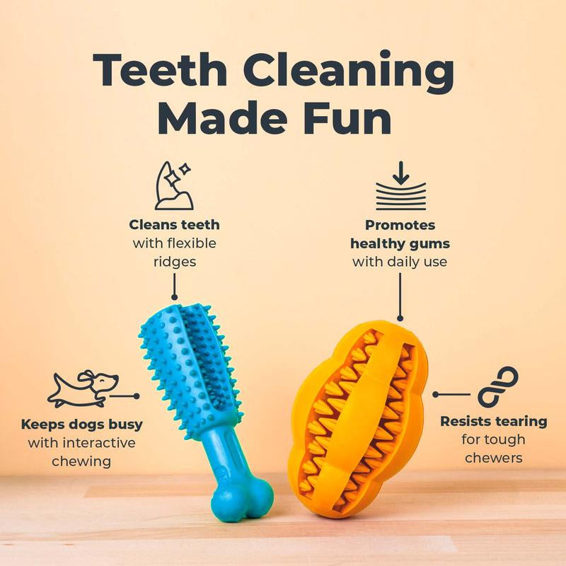 100% Natural Rubber Dog Dental Toy – Fun, Easy Way to Clean Dog Teeth